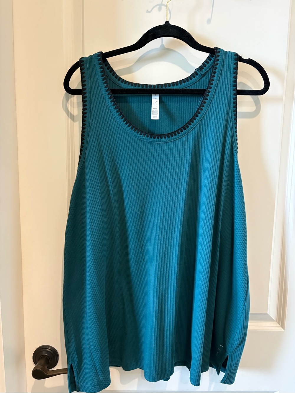 Lane Bryant Teal Ribbed Tank with Black Trim